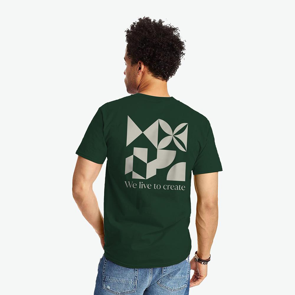 Mosaic Green Drop Shoulder Streetwear T-Shirt | Techo-Gear