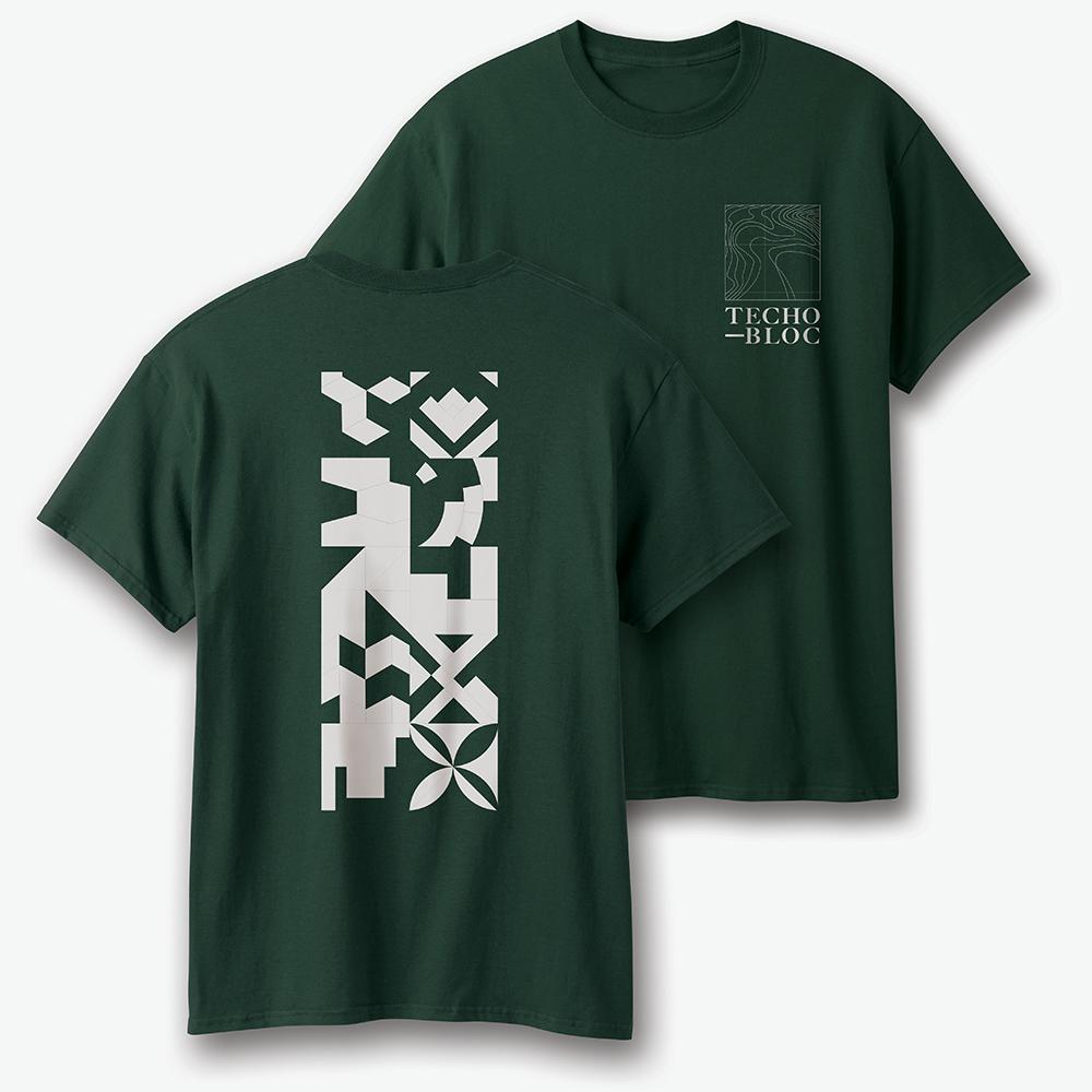 Geometric Green Drop Shoulder Streetwear T-Shirt | Techo-Gear
